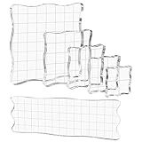 Briartw Conjunto De 6 Ferramentas De Carimbo De Acrílico Com Blocos De Carimbos Transparentes Com Linhas De Grade Para Fazer Cartões De Artesanato Kit De Bloco De Carimbo De Acrílico Transparente Com