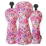 Bright Golf Headcovers 460 Cc Driver Head Cover Madeira De Fairway Madeira Utilitária Design De Corações Rosa Ótima Ideia De Presente De Golfe Conjunto De 3 Peças 