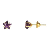 Brinco 2o Furo Estrela 5mm Zirconea Ouro 18k 0 750