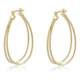 Brinco Argola Dupla Grande Semi Joia Banhado Ouro 18k