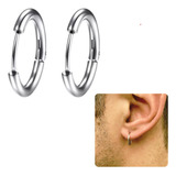 Brinco Argola Masculino Feminino Aço Prata Click