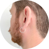 Brinco Argola Masculino Prata 925 Grande Fina par 17mm