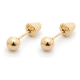 Brinco Bola 3mm Ouro 18k Infantil Caixinha De Veludo