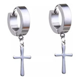 Brinco De Argola Cruz Aço Inox Masculino Feminino Com Furo