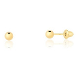 Brinco De Ouro 18k 750 Bola 3mm Infantil 2o Furo Bebe Recém Nascido