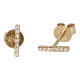 Brinco De Ouro Feminino Delicado Barra Luxo De Diamantes