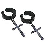 BRINCO DE PRESSÃO DE ARGOLA PRETO 3 MM E CRUZ PAR