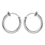 Brinco De Pressão Masculino Prata Metal Argola Qualidade