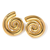 Brinco Dourado Redemoinho Liso Semijoia Antialérgico Luxo