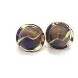 Brinco Esfera Bola C Olho De Tigre Folheado Ouro Delicado