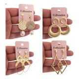 Brinco Feminino Folheado A Ouro Com 10 Pares No Atacado