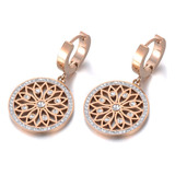 Brinco Feminino Liz Banho Ouro Rosê Cristal E Madre Pérola Cor Rosa claro