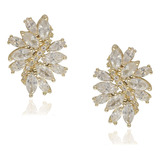 Brinco Festa Cravejado Zircônia Charme Folheado A Ouro 18k