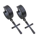 BRINCO MASCULINO ARGOLA 4 Mm COM CRUZ PRETO PAR
