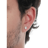 Brinco Masculino De Prata Pura 925 Diamante Sintético 6mm nf