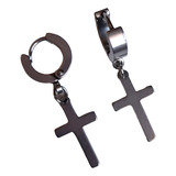 Brinco Masculino Feminino Argola Crucifixo Cruz Aço Inox