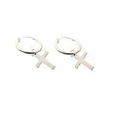 Brinco Masculino Feminino Argola Cruz Crucifixo Prata 925