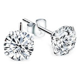 Brinco Masculino Prata 925 Pedra Zircônia 12mm Par Kit