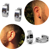Brinco Masculino Prata Argola Articulada Com Pedra 5mm Aço
