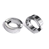 Brinco Masculino Pressão Argola Prateado Unissex Par 2 Aço
