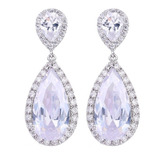 Brinco Noiva Pedra Zirconia Prata Festa Gota Luxo Debutante
