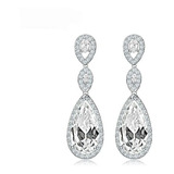 Brinco Noiva Pedra Zirconia Prata Festa Gota Luxo Debutante