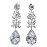 Brinco Noiva Zirconia Prata Pendurado Festa Debutante Luxo