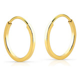 Brinco Ouro 18k Maciço Redondo Infantil Segundo Furo Argola Aqua Jóias