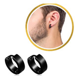 Brinco Par Argola Lisa Articulada 5mm Masculino Aço Preto