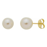 Brinco Pérola 8mm Folheado A Ouro 18k Antialérgico Joia 