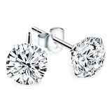 Brinco Prata 925 Com Diamante Sintético Zircônia 5mm Ou 4mm