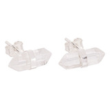 Brinco Prata 925 Pedra Natural Mini Ponta Quartzo Cristal