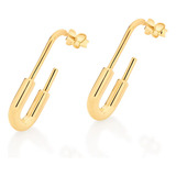 Brinco Rommanel Meia Argola Alfinete Folheado A Ouro 527101