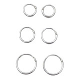 Brinco Trio Argola 8 10 12mm Cartilagem Prata 925 l1