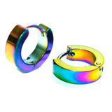 Brincos Argola Masculino Feminino Furta Cor Iridescent Par