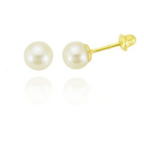 Brincos De Pérolas 4 Mm Jóia Em Ouro Amarelo 18k Certificado