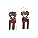 Brincos Pendentes De Pente De Madeira Natural Vintage Leve étnico Africano Esculpido Coração Para Mulheres Meninas Joias De Madeira Madeira Madeira