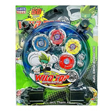 Brinquedo 4 Beyblade Metal Luz Led Com Pista E 2 Lançadores Cor Beyblade Metal Led Speed Color Arena De Combate Pista E Lançadores