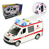 Brinquedo Ambulância Resgate Branco C Luz Som Abre Portas