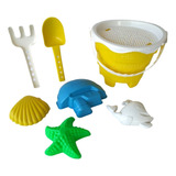 Brinquedo Balde Baldinho De Praia C Pá Garfo 8 Peças 12cm