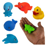 Brinquedo Bichinhos Banho Bebê Vinil Macio Som Kit 6 Bichos