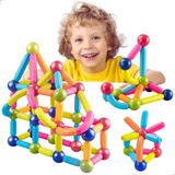 Brinquedo Blocos De Montar Magnéticos Bolas E Bastões 36 Pçs