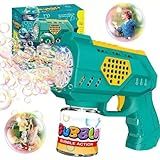 Brinquedo Bolhas De Sabão Automática Pistola De Sabão Lança Bolhas Com Luz Leve E Portátil -Verde-