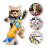 Brinquedo Cães Gatos Pistola Com 50 Bolinhas Lançador Bolas