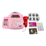 Brinquedo Caixa Registradora Com Calculadora Som Luz Cor Rosa claro