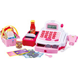 Brinquedo Caixa Registradora Infantil Rosa Luz E Som Dm Toys