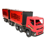 Brinquedo Caminhão Bi trem Carreta Bau Carroceria Madeira