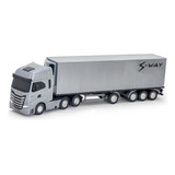 Brinquedo Carreta Caminhão Baú Refrigerado Iveco S way Cor Cinza