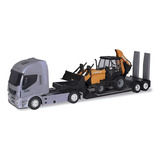 Brinquedo Carreta Hi Way Iveco Retroescavadeira Case