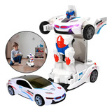 Brinquedo Carrinho De Polícia Vira Robô Emite Som Luz Menino